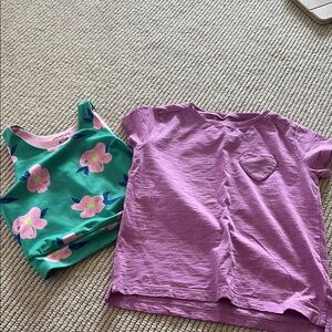 Purple T-Shirt and Floral Crop Top Set